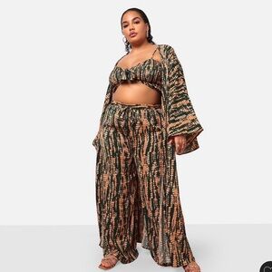 Rebdolls Black and Tan Wide Leg and Kimono Set 18/20